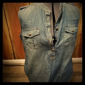 A.N.A Button Down Jean Vest Sleeveless XL